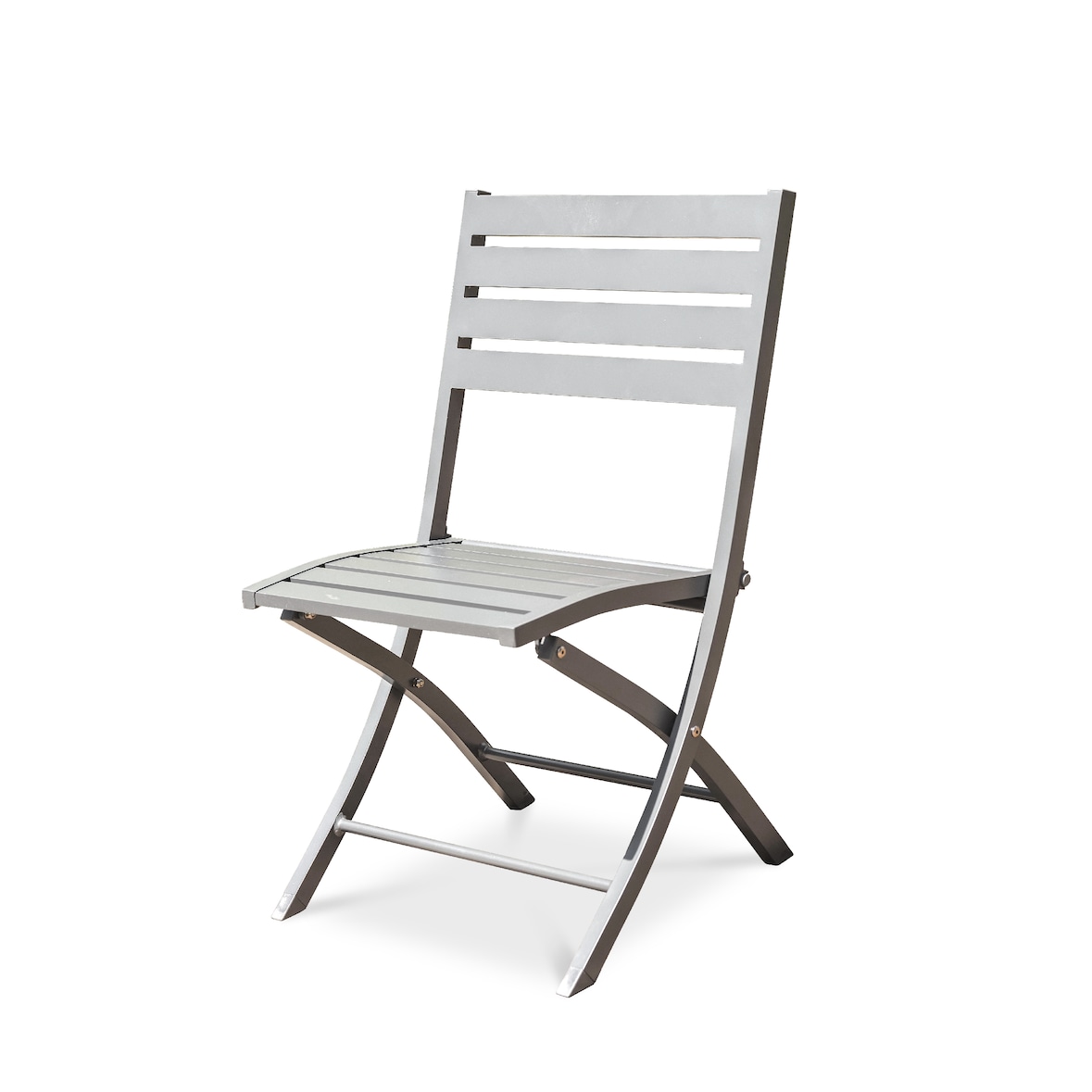 Chaise de jardin pliante en aluminium gris - MARIUS