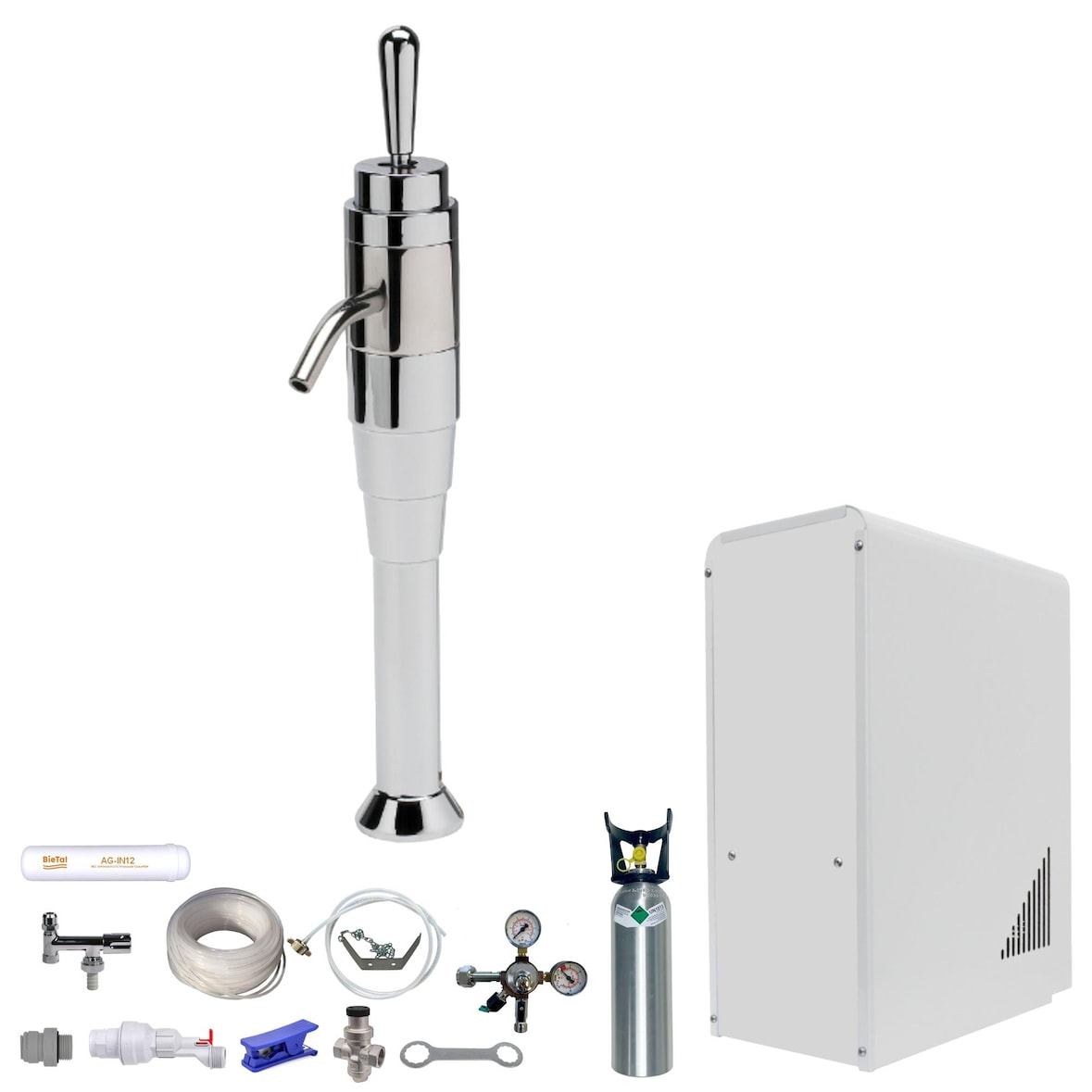 Sprudelwasser Tafelwasseranlage BieTal® BT-10U & Schanksäule Joystick & 2kg CO2