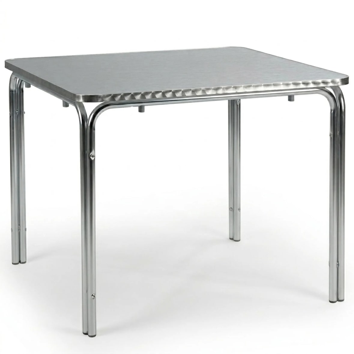 Mesas de aluminio cuadradas 70x70 cm para terraza. Mobiliario hostelería apilable para interior y exterior de bar, restaurante y cafetería.