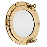 thumbnail of Maritimer Bullaugen-Spiegel aus massivem Messing Ø 29 cm rund glänzend poliert Wandspiegel im Schiffsdesign Deko für Badezimmer Flur oder maritime