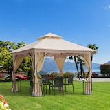 thumbnail of Outsunny Cenador de Jardín 3x3m con 4 Cortinas Laterales de Cremallera Doble Techo Beige