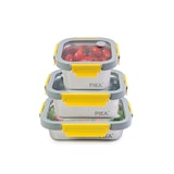thumbnail of PIKA - Lot de 3 boites alimentaires en inox et couvercle en verre trempé - 600ml + 800ml + 820ml - Compatible micro-ondes - MetalShock