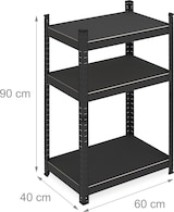 thumbnail of Relaxdays Schwerlastregal, HxBxT: 90x60x40 cm, 750 kg, 3 Ebenen, Stahl, Lagerregal Keller, Garage, zum Stecken, schwarz
