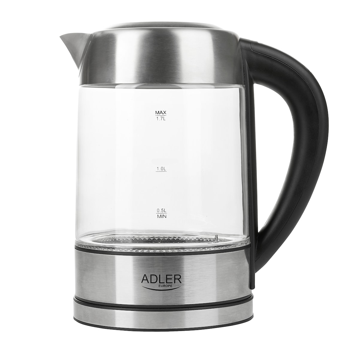 Adler AD 1247 Bollitore  in Vetro Elettrico 1.7 L,senza BPA,Illuminazione Interna,senza Fili, Trasparente, 2200W