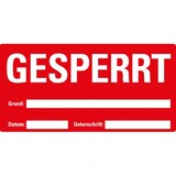 thumbnail of Dreifke® Etikett GESPERRT, beschriftbar, rot, Haftpapier, ablösbar, 148x74mm, 500/Rolle