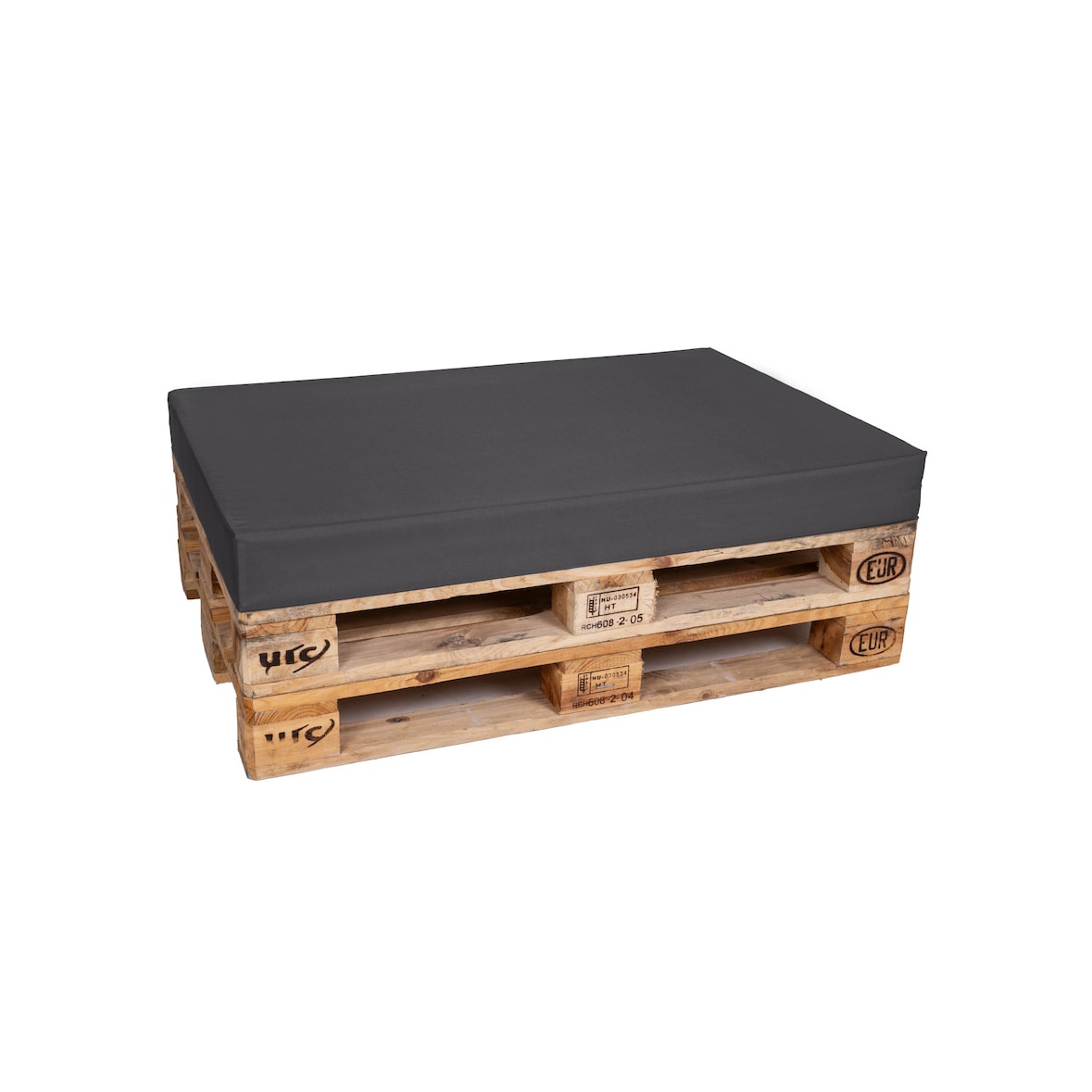 TexDeko Palettenkissen für Europalette 120x80x12cm Wasser-& Schmutzabweisend, abnehmbarer Bezug mit Reißverschluss, waschbar (Anthrazit)