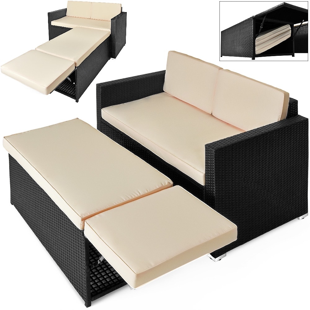CASARIA® Polyrattan Sitzgruppe Lounge Set Gartenlounge Schwarz