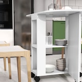 thumbnail of HOMCOM Mesa de Cozinha Dobrável com Rodas Laterais Rebatíveis e 2 Prateleiras Abertas Estilo Moderno 120x60x77 cm Branco