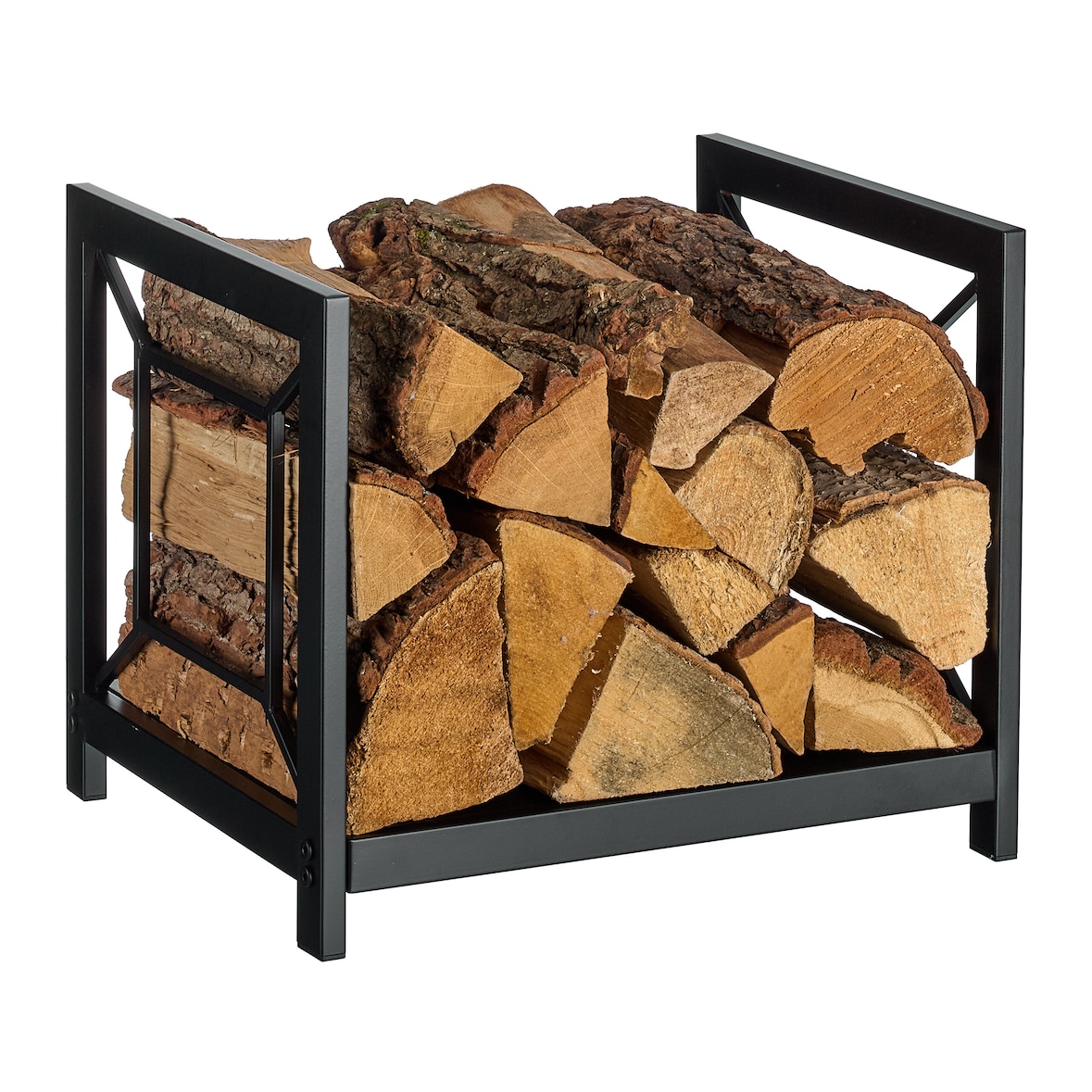 Relaxdays Kaminholzregal, Metall, modern, HBT: 36x43x35,5 cm, Brennholzregal Feuerholz, Stapelholz & Brennholz, schwarz