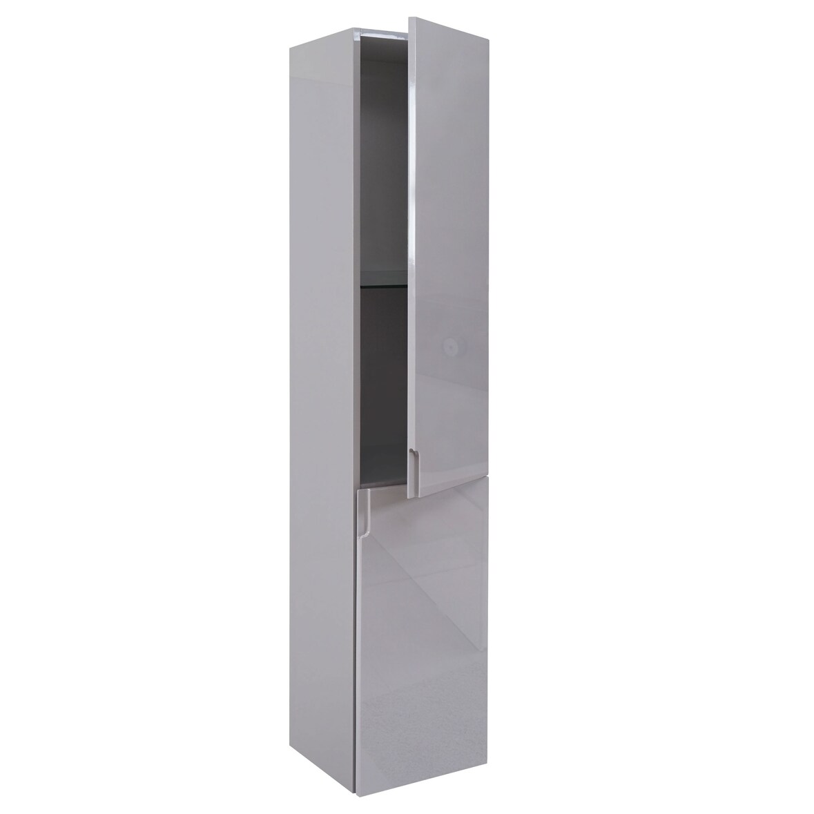 Armario de pared HWC-B19, armario midi armario alto muebles de baño, alto brillo 150x30cm ~ gris