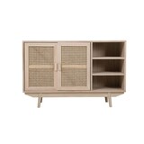 thumbnail of SalesFever Sideboard mit Rattan Front | 2 Türen, 3 offene Fächer | Korpus MDF | Beine Paulownie Holz | B 100 x T 36 x H 65 cm | natur