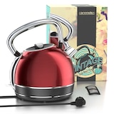 thumbnail of Arendo Retro Wasserkocher Edelstahl, Vintage Style, 1,7 L, 2200 W, austauschbarer Kalkfilter, automatische Abschaltung, Rot