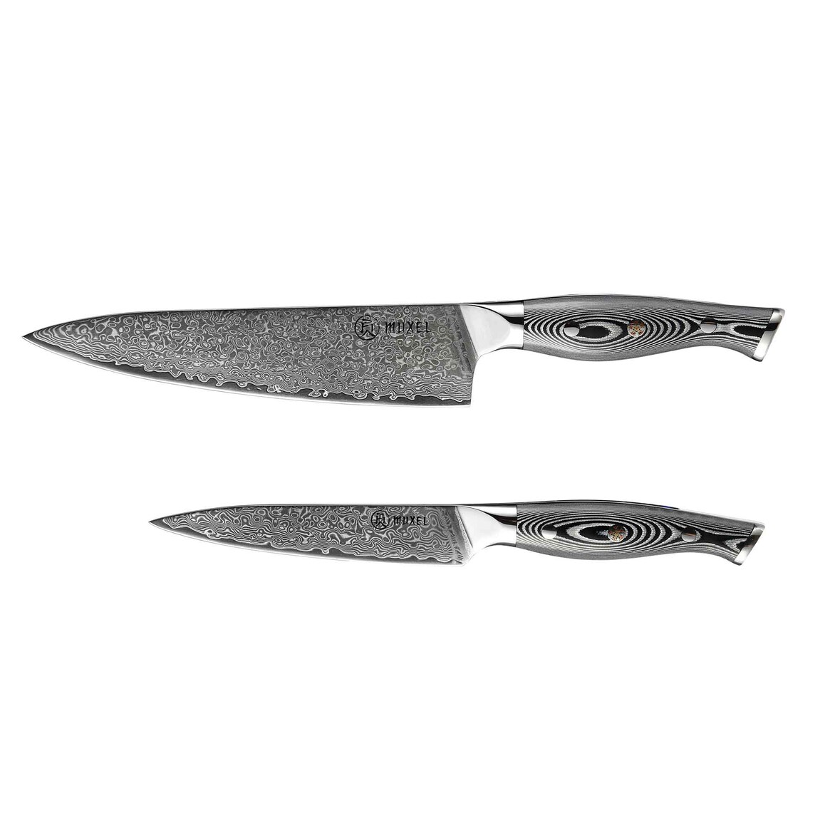 Messer Set Damast 2-tlg Kochmesser -  Gemüsemesser