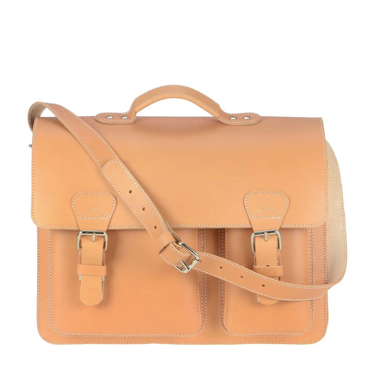 Ruitertassen Lehrertasche Leder Damen Herren 40x31cm Schultasche Aktentasche 2 Fächer natur braun