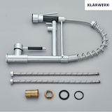 thumbnail of KLARWERK® Björn | Gastronomie Küchenarmatur Chrom glanz mit Zwei Brausen | Edelstahl Wasserhahn Küche Silber 2 Anschlüsse |Doppelspülbecken Restaurant