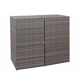 thumbnail of 2er-Mülltonnenverkleidung HWC-E25, Mülltonnenbox Mülltonnenabdeckung, Poly-Rattan 2x120l ~ grau