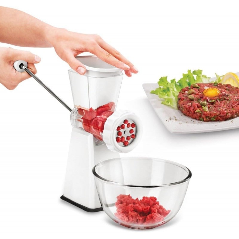 Fleischwolf mit Saugfuß 4 Einsätze Wurstfüller Spritzgebäckaufsatz Zerkleinerer