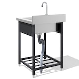 thumbnail of Merax évier extérieur inox 60 × 60 cm, cuisine d’extérieur sur pied pour jardin, camping et restauration, avec robinet, argent/noir