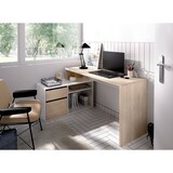 thumbnail of Dmora Scrivania Gardena, Scrittoio multiposizione da ufficio o cameretta, Tavolo da studio angolare multiuso, 139x92h75 cm, Bianco e Rovere