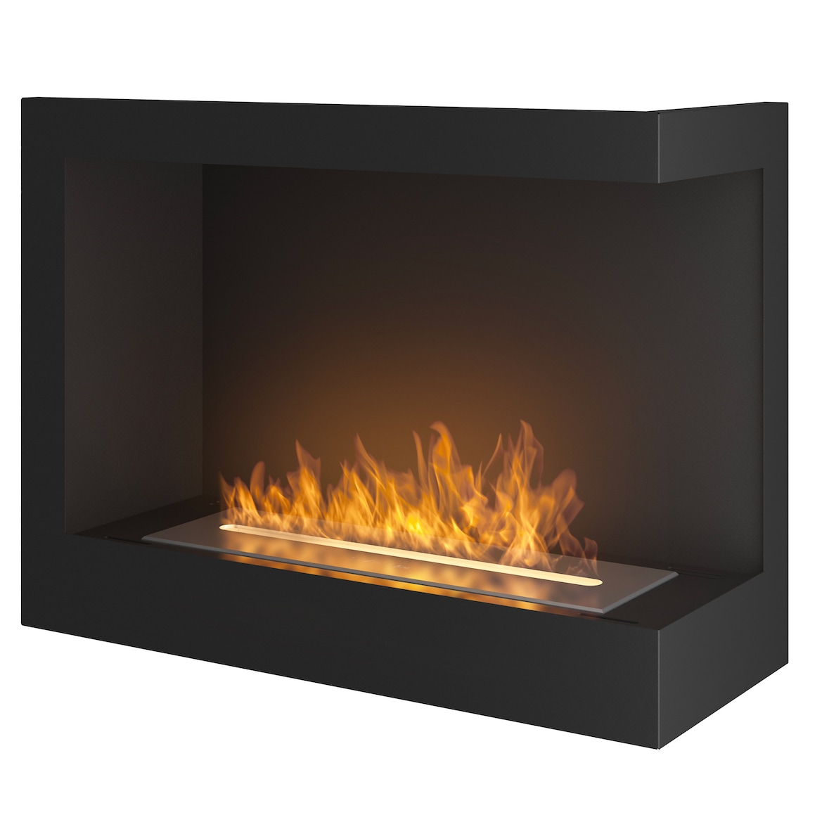 Camino a Bioetanolo da Incasso 60x45 cm Corner 600 Right Nero