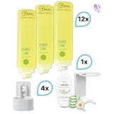 thumbnail of KOMPLETT-SET Duscherlebnis 12x425ml verschied. Düfte, 1x300ml Intim Reinigungsschaum+ 5x Wandhalterung : Duftnote - Power Lime: Limette, Citrus, Farb