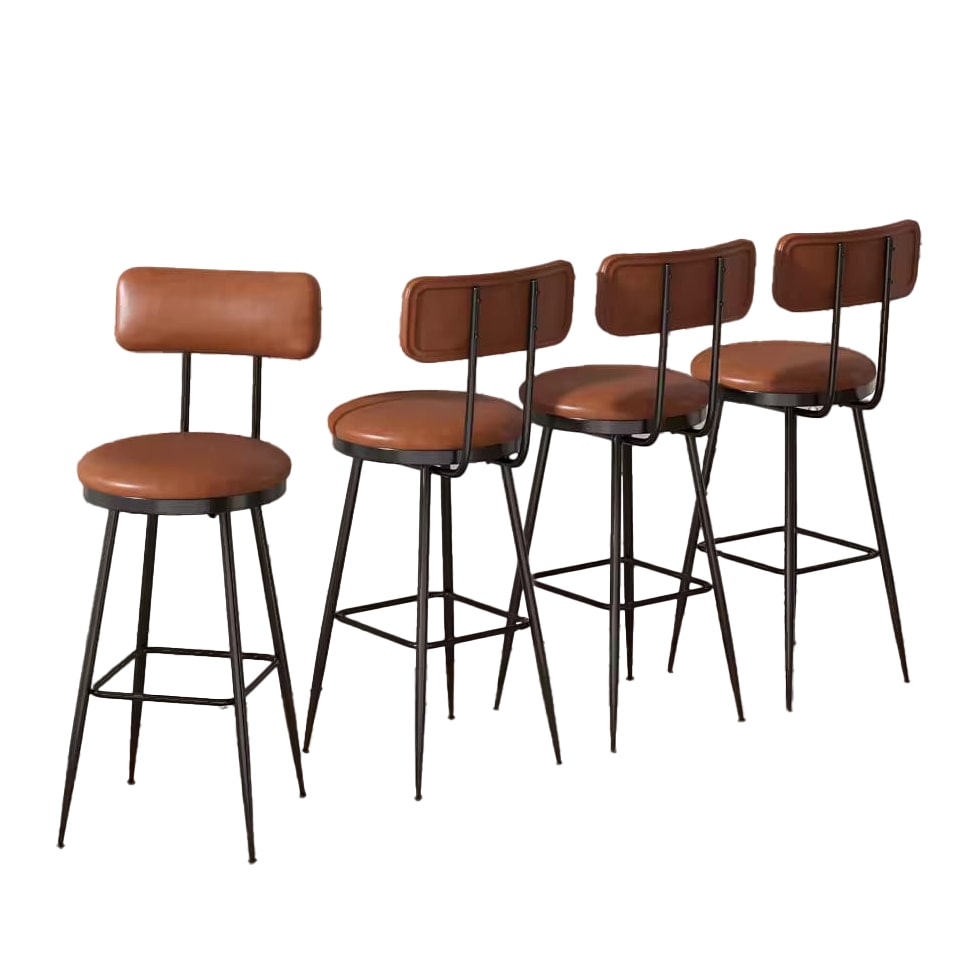 Juego de 4 taburetes de bar acolchados metalizados marrones - 38 x 38 x 85,5 cm