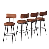thumbnail of Juego de 4 taburetes de bar acolchados metalizados marrones - 38 x 38 x 85,5 cm