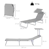 thumbnail of Outsunny tumbona de jardín plegable con toldo desmontable y regulable respaldo reclinable para terraza acampada al aire libre 187x58x36 cm