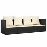 thumbnail of vidaXL Outdoor-Loungebett mit Kissen Schwarz Poly Rattan