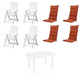 thumbnail of Pro Garden Tampa+Faro SET bestehend aus 4x Klappsessel weiß, 1x Tisch weiß, 4x Auflage Basic terra