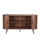 thumbnail of Möbilia Sideboard | 2 Schiebetüren | B 140 x T 40 x H 76 cm | walnuss – schwarz | 32020001 | Serie SIDEBOARD