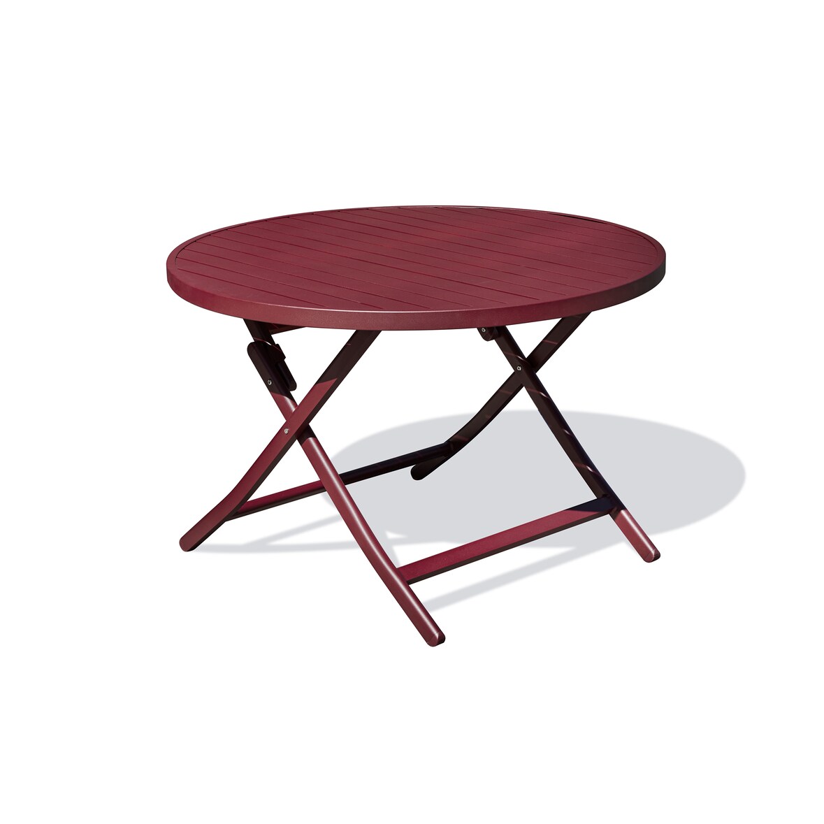 Table de jardin ronde pliante en aluminium rouge carmin - MARIUS