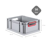 thumbnail of PROREGAL 10x Eurobox NextGen Color | HxBxT 17x30x40cm | 16 Liter | Griffe rot offen | Glatter Boden | Eurobehälter