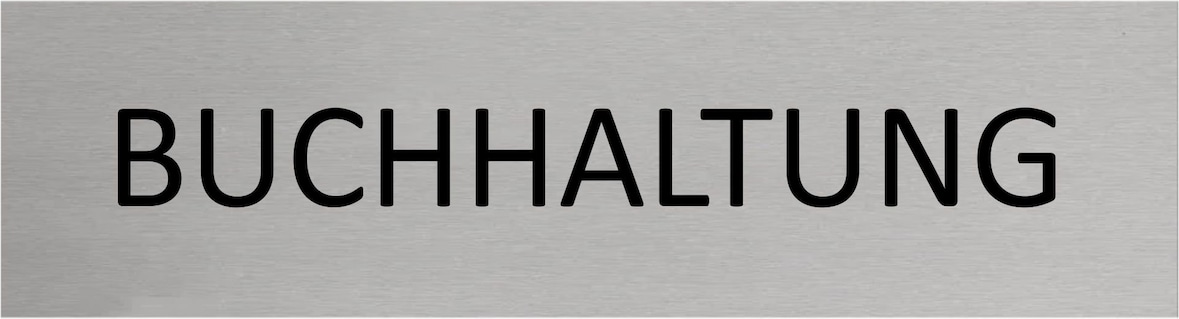 CombiCraft Aluminium Türschild Buchhaltung 165x45mm mit 3M-Tape zur Befestigung, einfache Kennzeichnung von Räumen und Bereichen