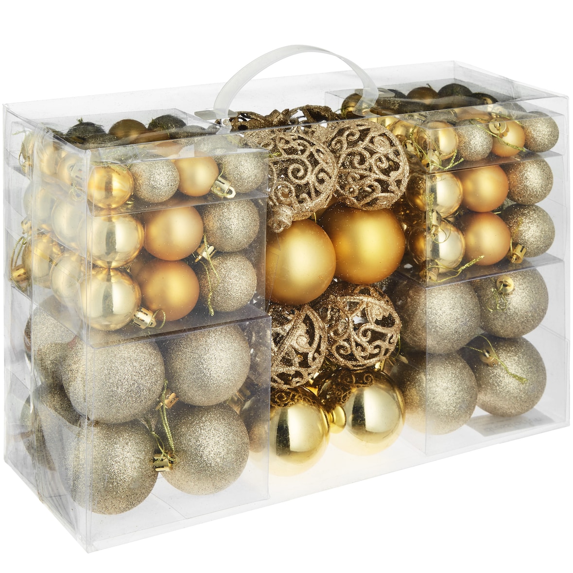 tectake 100 kerstballen onbreekbaar in goud - goud - 403323