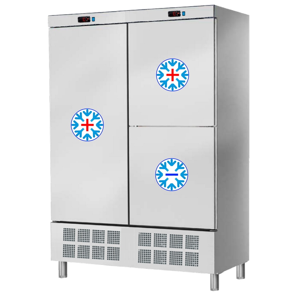 Kühl-gefrierschrankkombination 2 türen 560x542 und 1 gefrierfach - 1400x720x2070 mm - 810 W 230/1V - 70220609 Eurast