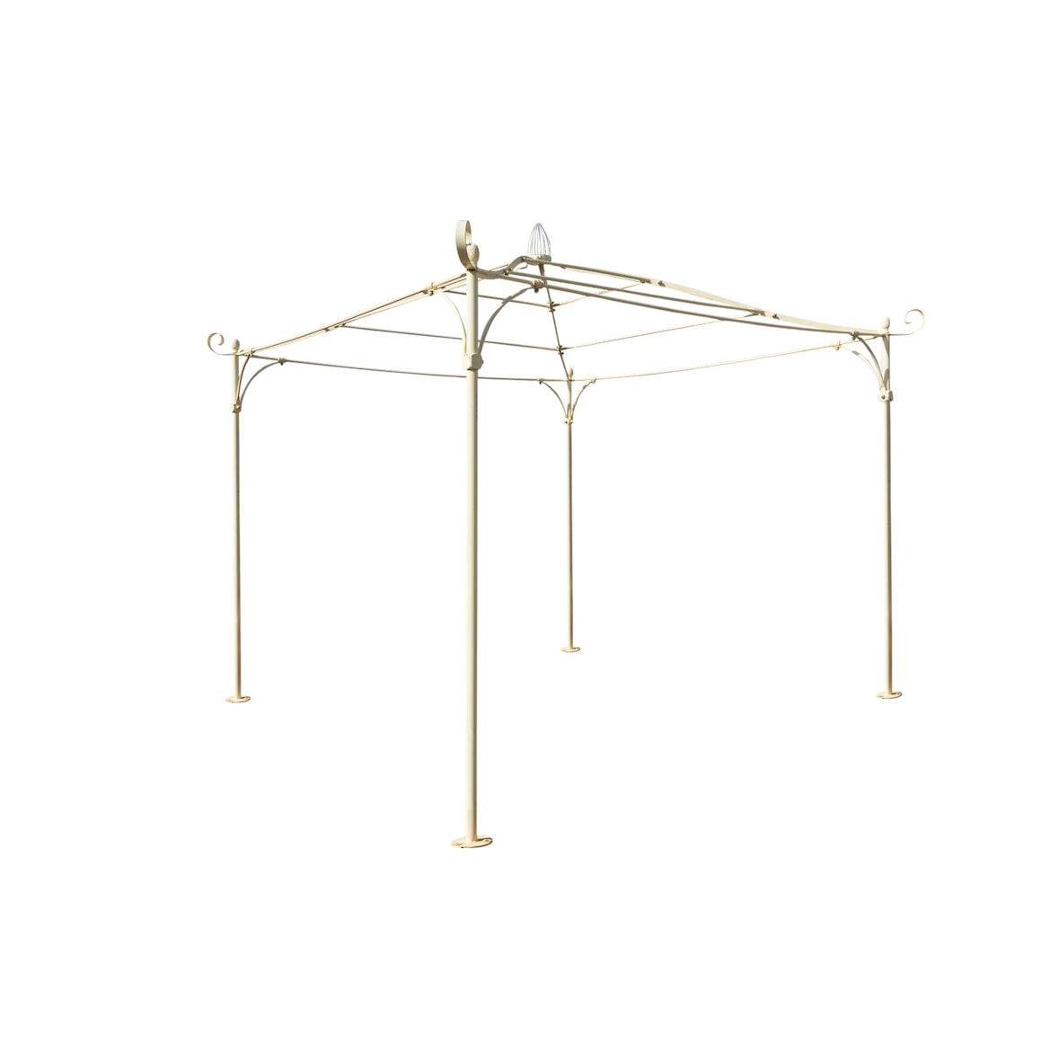 Biscottini Gartenpavillon für den Außenbereich – Pavillon 3,5 x 3,5 m quadratisch – Pavillon aus Schmiedeeisen – Gartenpergola – Bemalter Pavillon