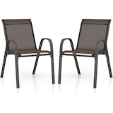 thumbnail of Helloshop26 - Set mit 4 stapelbaren Gartenstühlen 83 x 67 x 55 cm ergonomischer Komfort modernes Design brauner Stahl 20_0012592