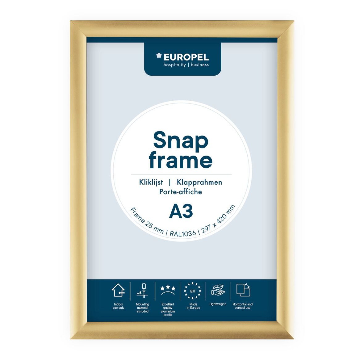 Cadre clipsable Europel A3 25mm or, 355084