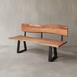 thumbnail of Esszimmerbank GAYA 160x83,5x60 cm Akazie Massivholz Bank mit Baumkante, Sitzbank Holzbank mit Lehne, Küchenbank Essbank Holz Landhausstil, Baumstamm