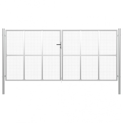 vidaXL Gartentor Verzinkter Stahl Silbern : Größe - 415 x 250 cm
