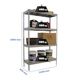 thumbnail of SimonRack Industrieregal, 2000x2400x900 mm, 400 kg am Biegepunkt, 4 Metallböden, Garagenregal, Verzinkt- Simonforte