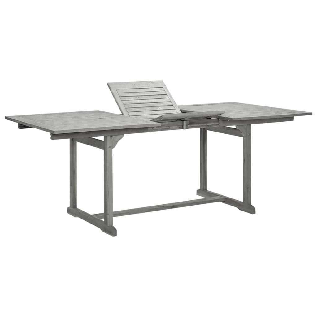 Garten-Esstisch VEGO Grau (150-200)x100x75 cm Massivholz Akazie Eckig | Gartentisch Holz klappbar Outdoortisch Terrassentisch verstellbar