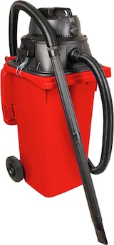 thumbnail of Nass-/Trockensauger/Industriesauger 1100 Watt, mit 120 Liter Behälter (DIN Mülltonne) rot, inkl. zusätzl. Steckdosenanschluss