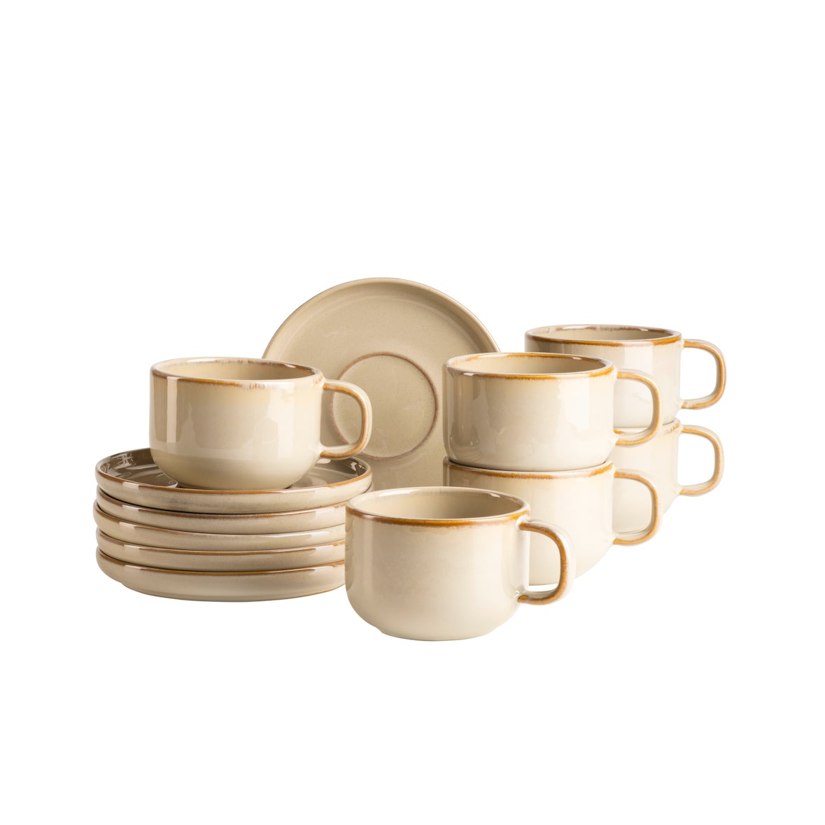 MÄSER Kaffeetassen-Set, 12-tlg., SAND postsicher, Serie CORDELIA