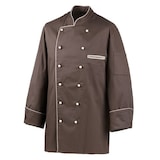thumbnail of 210 - Kochjacke langarm, Fb. braun, Paspel sand : sand 65% Polyester 35%Baumwolle 220 g/m² L