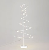 thumbnail of WellHome - Dekorativer weißer Weihnachtsbaum aus Metall mit Stern, 46 LED-Lichtern und Timer, 24 x 10 x 53 cm
