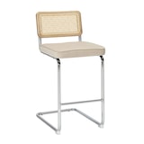 thumbnail of Lot de 2 chaises hautes en acier et velours beige