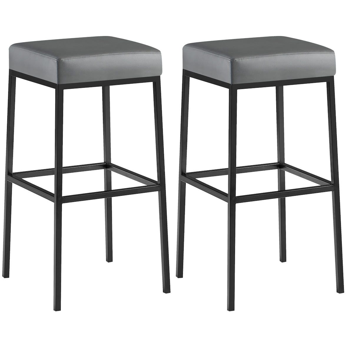 2er Set Barhocker Montreal Kunstlederbezug schwarz/grau