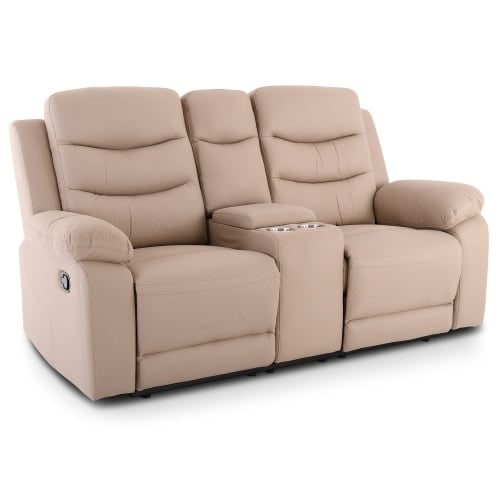 Kinosessel, 2er-Fernsehsessel mit Relaxfunktion, Liegefunktion Easy-Lift, Belastbarkeit je Sitzplatz 130 kg, Mikrofaser, in Beige, Raburg Pixx
